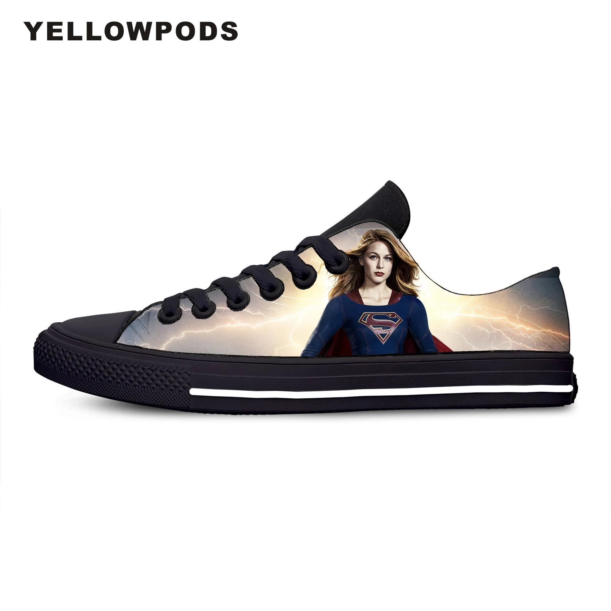 Zapatos De Supergirl DC Para Mujer, Zapatillas De Plataforma De Superhéroe, Zapatos Planos Informales En Blanco Y Negro Para Otoño