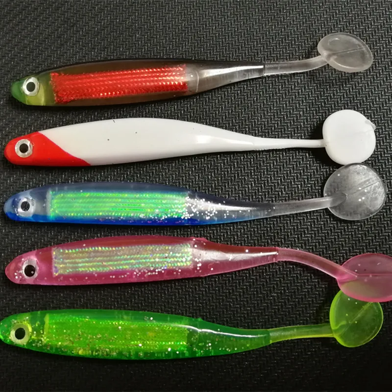 Fishing Lure T Tail Soft Bait Colorful Tube 3D Fish Eye 10cm/3.5g