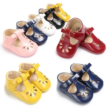 

Baby Shoes Sweet Casual Princess Girls Baby Kids Pu Leather Solid Crib Cutout Baby Shoes