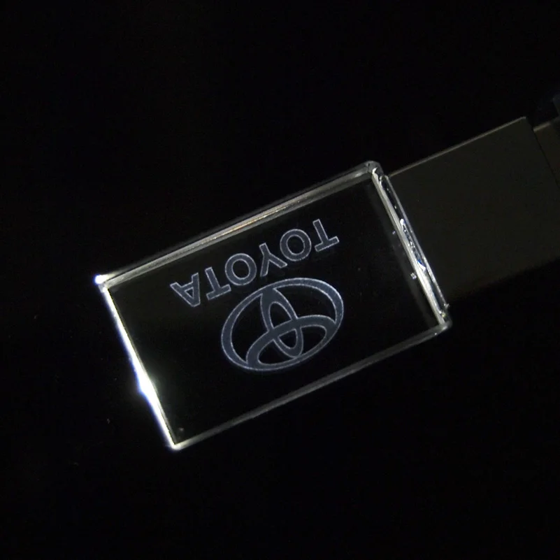 Креативный светодиодный USB флеш-накопитель с кристаллами Логотип Toyota 128 ГБ 64 8 16 32