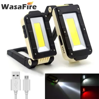

Portable COB+Q5 LED Work Lamp White Red Light Flashlight USB Rechargeable Torch 4 Modes Foldable Lantern with Magnet Hook