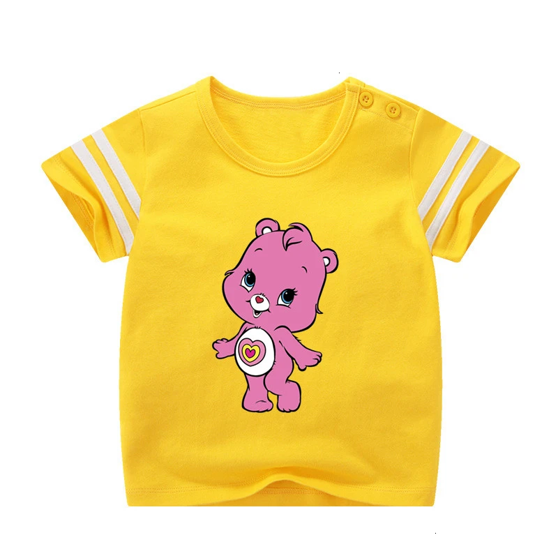Для мальчиков или девочек, Care Bears с персонажами из мультфильмов, детская спортивная футболка из натуральной детская футболка для маленьких мальчиков летние топы с рисунком из аниме cartoonTees - Цвет: as picture