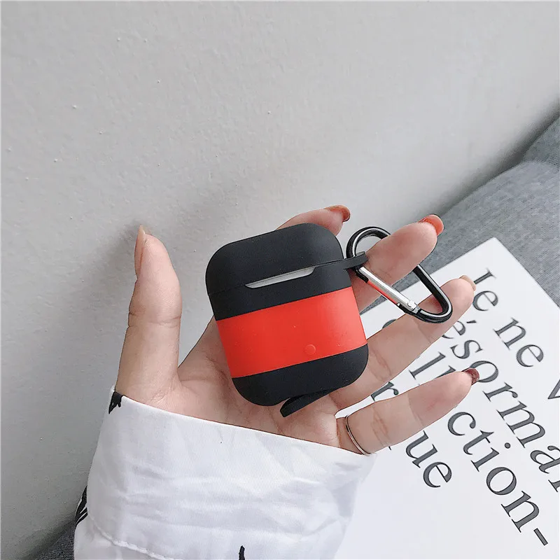 Чехол для AirPods с милым рисунком лимонного чая Vitasoy Milk силиконовый защитный чехол для наушников Airpods 2 с крюком аксессуары для AirPods - Цвет: Black+Red