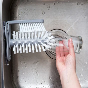 

Multi-Functional Glass Scrubber Home Restaurant PP+PVC Creative Rotating Glass Cleaner Kitchen Tool Wall-Adsorptive 17.5*14cm