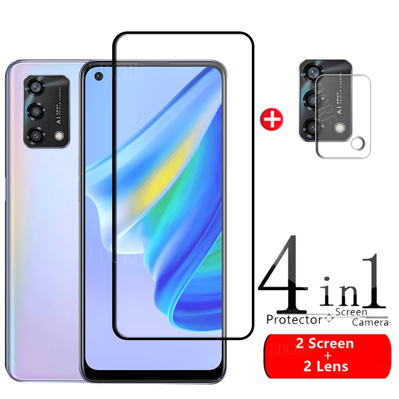 

4-in-1 For OPPO A95 Glass For OPPO A95 Tempered Glass 9H Full Cover Glue Screen Protector For OPPO A 95 A95 4G Lens Glass 6.43"