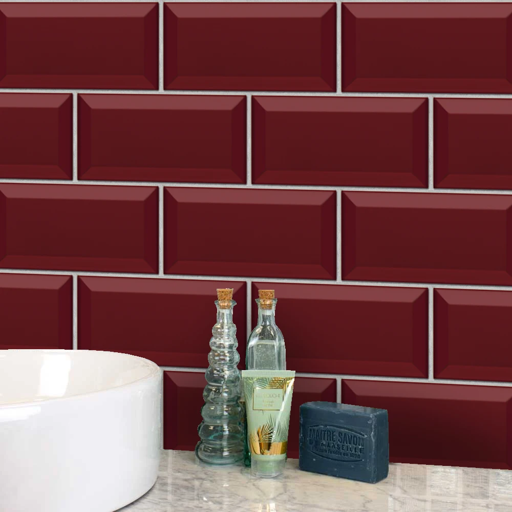 Ruby Red Funlife дизайн экологичный водонепроницаемый ПВХ 20x10 см плитка-как пилинг и палка наклейки для ванной комнаты и кухни декор - Цвет: Ruby Red