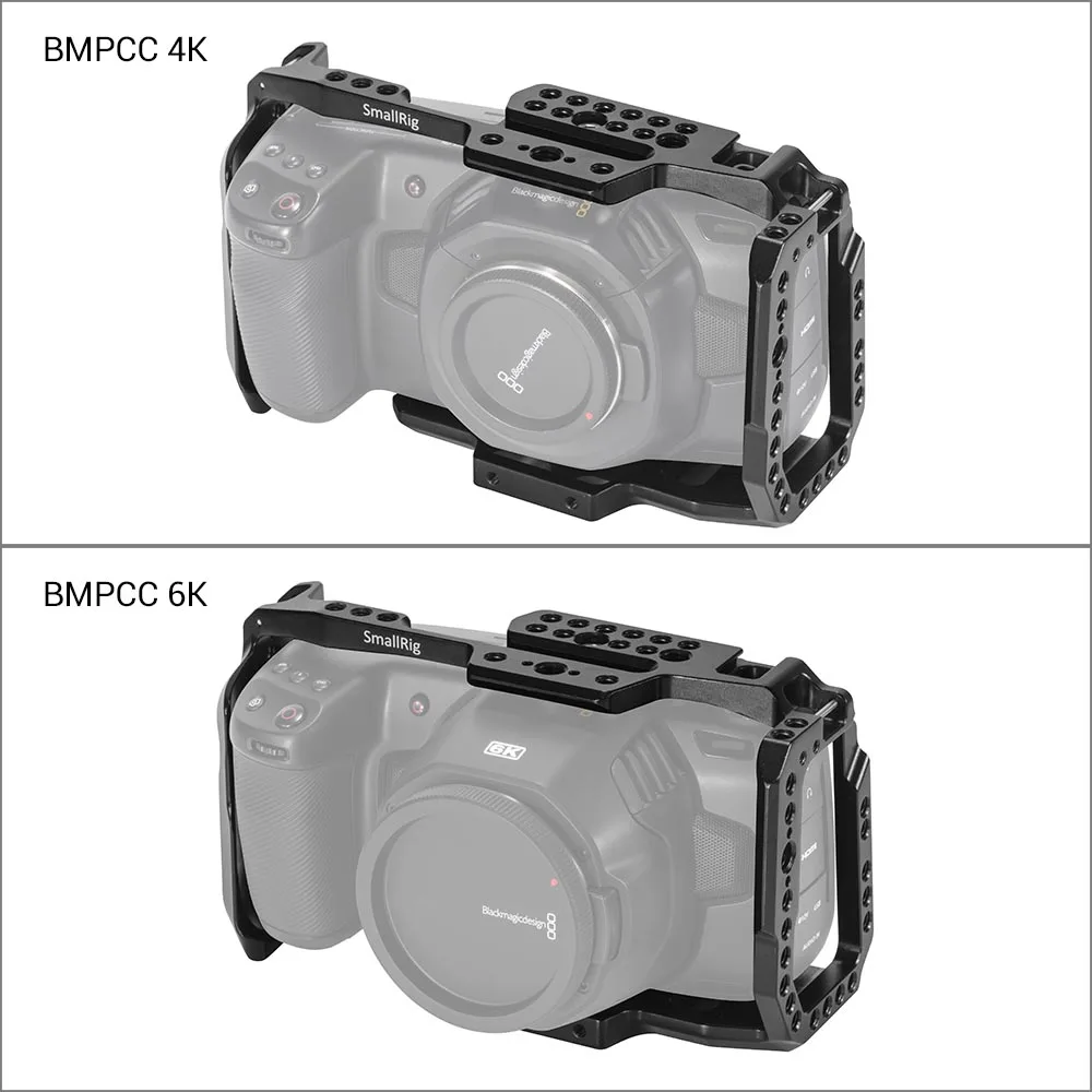 SmallRig BMPCC 4K 6K Camera Cage for Blackmagic Design Pocket Cinema Camera Form Fitting Cage+ Nato Rail Could Shoe Mount- 2203