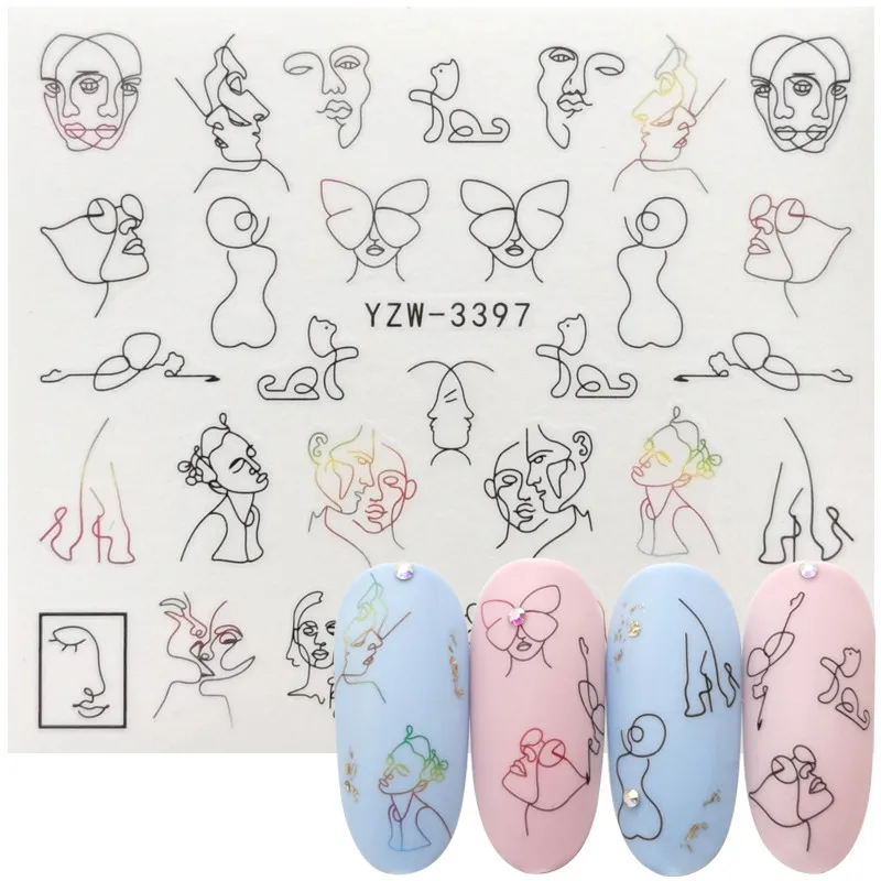 Decals-Tool Paper-Decoration Tattoos Nail-Water-Sticker Manicure Abstract Watermark Black