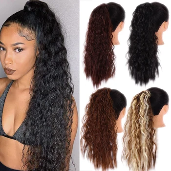 

LUPU Long Afro Kinky Curly Wrap Around Ponytail Clip In Hai Tail Synthetic Heat Resistant Hair Extensions Hairpieces For Women