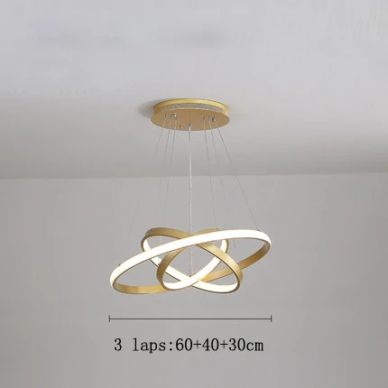 Three laps DIA 60cm Современный светодиодный подвесной светильник в виде кольца для гостиной, спальни, ресторана, магазина, 110 В, 220 В, глянцевые подвесные светильники - Цвет корпуса: Three laps DIA 60cm