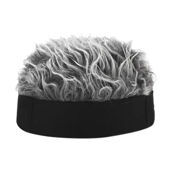 

Beanie Fake Hair Wig Sun Cap for Men and Women Funny Cool Hip Hop Cap Short Melon Hat Solid Color Skullcap Baggy Gorra Hombre