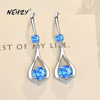 

NEHZY 925 Sterling Silver New Women's Fashion Jewelry High Quality Crystal Zircon Heart-shaped Hollow Long Tassel Hook Earrings