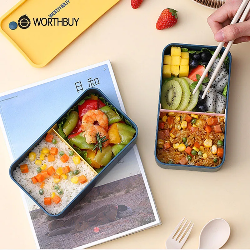 WORTHBUY пластиковый Ланч-бокс для студентов коробки школьных бенто японская посуда