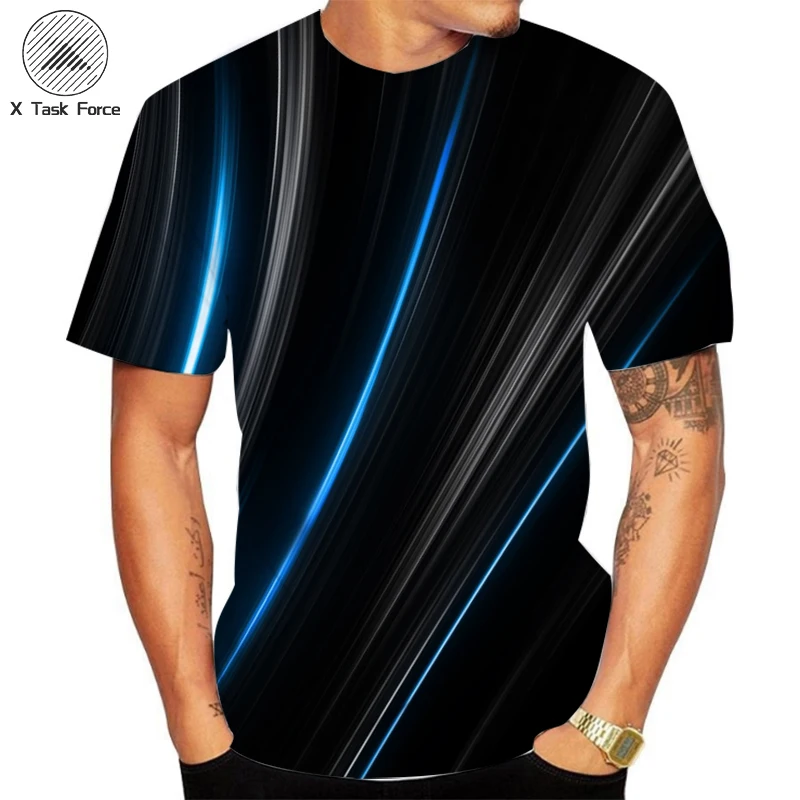 

Amazon hot style black and white swirls abstract digital print 3D short sleeved tops for men and women summer t-shirts couples