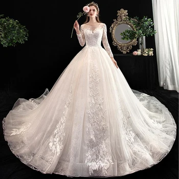 

Vestido De Noiva Women Wedding Dresses 2020 Ball Gown Long Sleeves Plus Size Princess Bridal Gowns Bride Dress Robe De Mariee