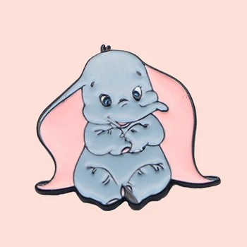 

ZF95 Cute Elephant Jewelry Enamel Pins And Brooches Cartoon Creative Metal Denim Hat Badge For Friends Kids