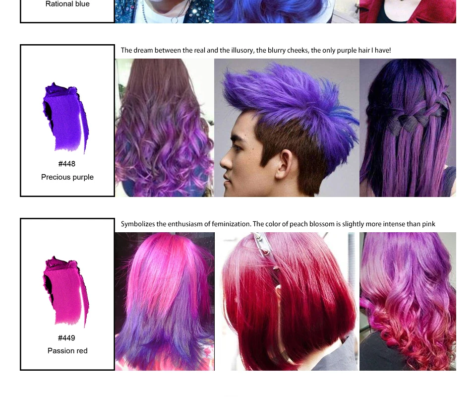 Catuness Professional Long Lasing Salon Dye Cream Constant Permanent 100ml Girls Beauty Hair colour Bright Hair Dye Cream