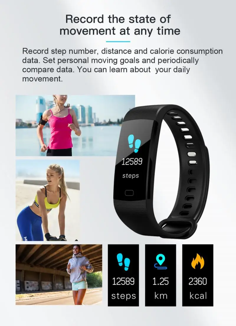 Y5 Smart Bracelet Bluetooth Sport Smart Watch With Color Screen Heart Rate Fitness Track Pedometer Blood Pressure Monitor Watch