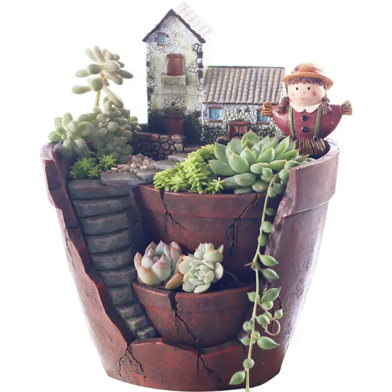 Vintage Style Indoor Flowerpot Succulents Flowerpot Home Decor E65B