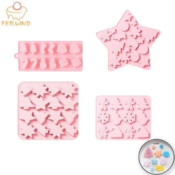 

Silicone Christmas Chocolate Moulds Christmas Candy Mold Reindeer/Santa/Snowflake Fondant Mold For Cake Decoration Xmas Gift 096