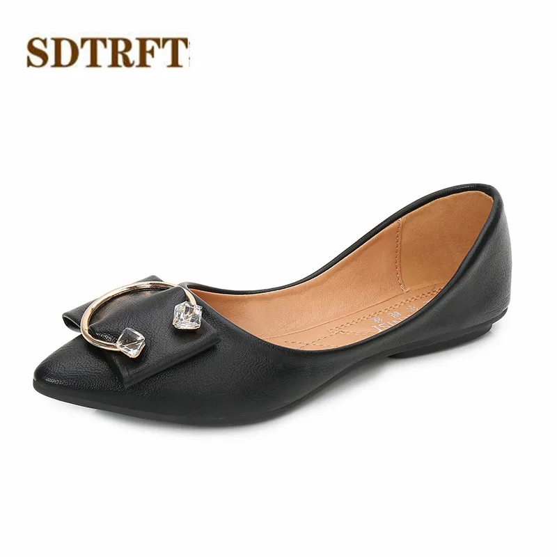 

SDTRFT zapatos mujer Casual Driver Flats women Basic soft sole Shallow Mouth Pointed Toe Rhinestone Buckle shoes Plus:36-41 42
