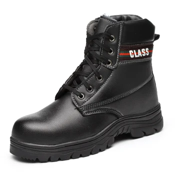 

plus size men fashion safety boots steel toe caps boot cow leather working shoes autumn winter worker security ankle botas male