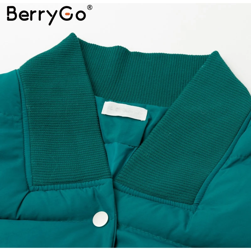 BerryGo, элегантная теплая парка с поясом, Женская парка на пуговицах, Осень-зима, женское плотное Стеганое пальто, уличная одежда, Женские Белые парки, куртки