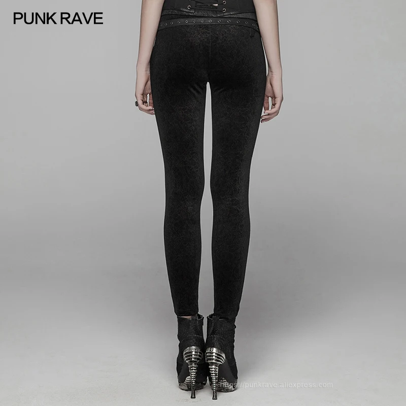 PUNK RAVE delle Donne Steampunk Allacciatura Leggings con Cinghie Gotico  Nero Del Fiore di Velluto Delle Donne Pantaloni Pantaloni di Personalità  Street Wear|Pants \u0026 Capris| - AliExpress