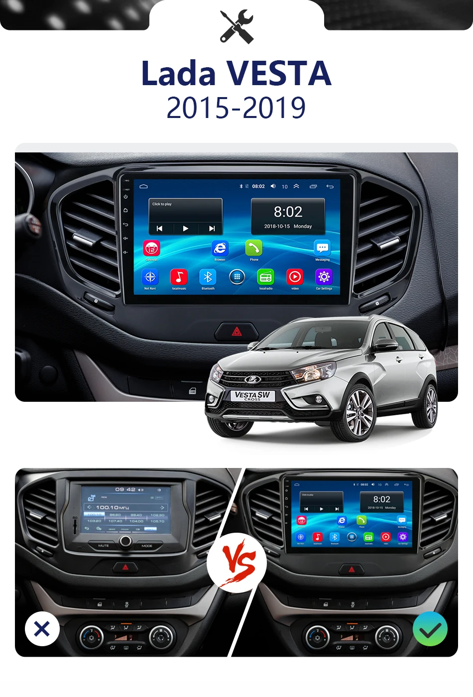 2Din 4G 2 ГБ+ 32 ГБ Android 8,1 Автомобильный мультимедийный видео плеер для Lada VESTA- аудиосистема навигация gps 2.5D+ ips 2 Din