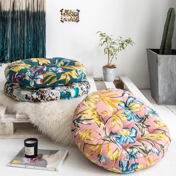 

Cotton and Linen Japanese-Style Futon Cushion round Thickened Retro Balcony Bay Window Yoga Mat Tatami Floor Mat