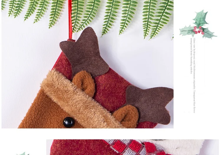 Christmas Xmas Tree Hanging Party Tree Decor Santa Sock Gift Candy Bags Lovely Gift Bag For Children Fireplace Tree