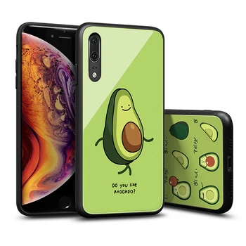 

For VIVO Y19 Y17 Y15 Y12 Y5S Case simple Green Avocado Tempered Glass Hard protection phone Cover For vivo x30 Pro casing