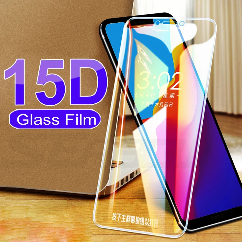 Protector de pantalla de cristal templado 15D para móvil, película protectora transparente para Huawei Honor 7A 7C 7S 7X 8X, Honor 8A 8C 8S 9A 9C 9S