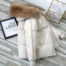 2021 New Winter Women Fur Collar Parkas Jackets Fashion Hooded Thicken Warm Padded Coat Female Lady Outwear