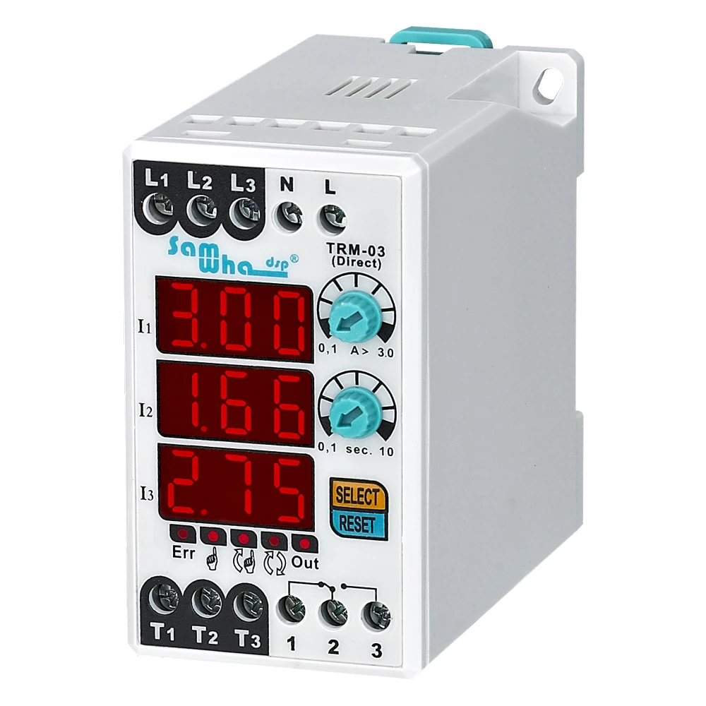 Un:150-260VAC Digital (Manual / Semi-Automatic / Automatic Reset) Electronic Overload Asymmetry Relay Thermal Relay TRM