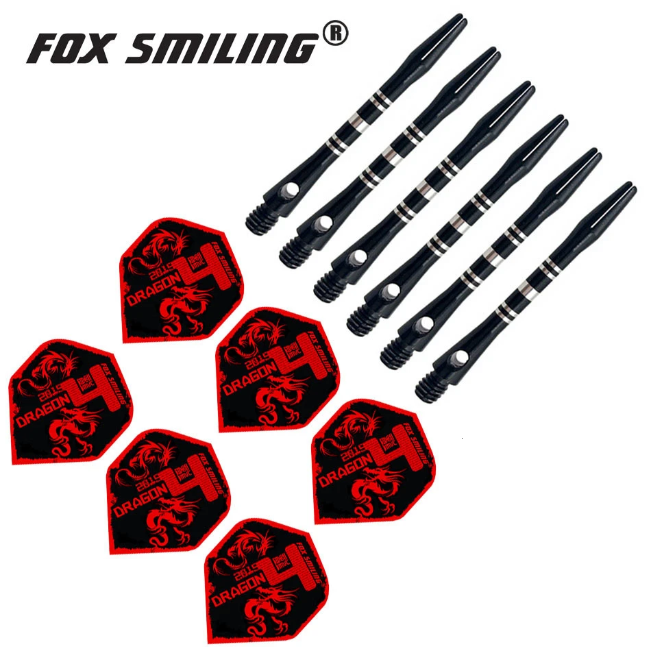 41mm 6 and 6 Fox Smiling 35/41 мм алюминиевый дротик валы и Дротика s Перелёты комплект Dardos перо Листья аксессуары для игры в дартс набор для Дротика настольные игры - Цвет: 41mm 6 and 6