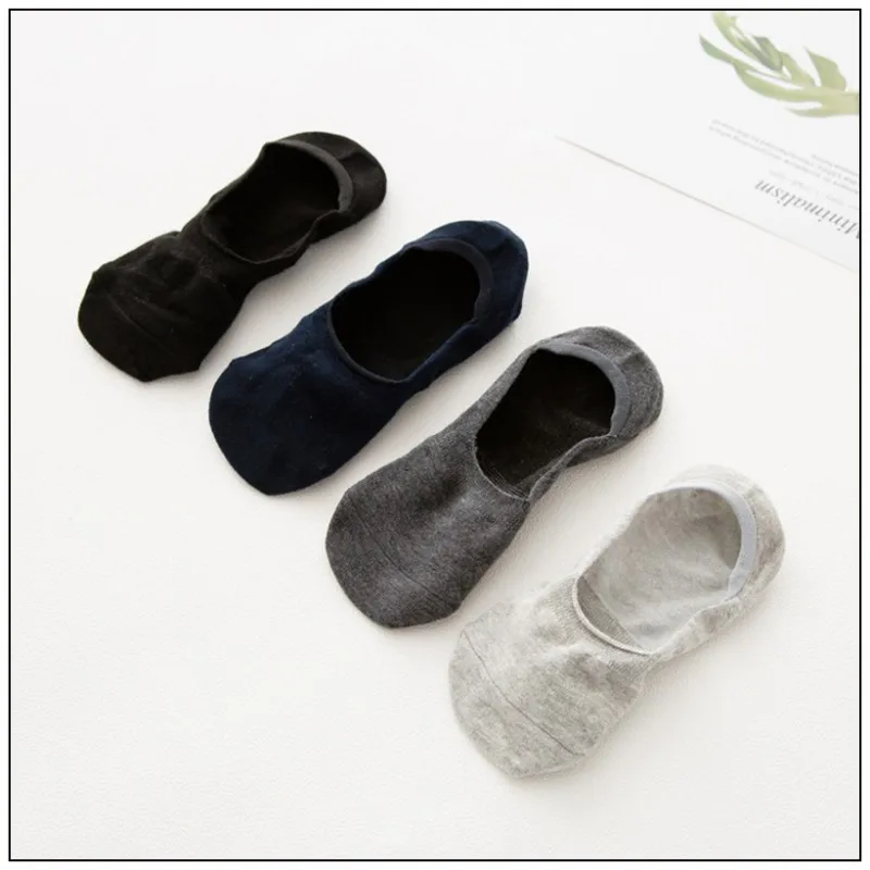 Cotton Men's Socks Wild Breathable Invisible Male Boat Socks Silicone Non-Slip Solid Color Socks Man 5Pairs/lot=10pieces