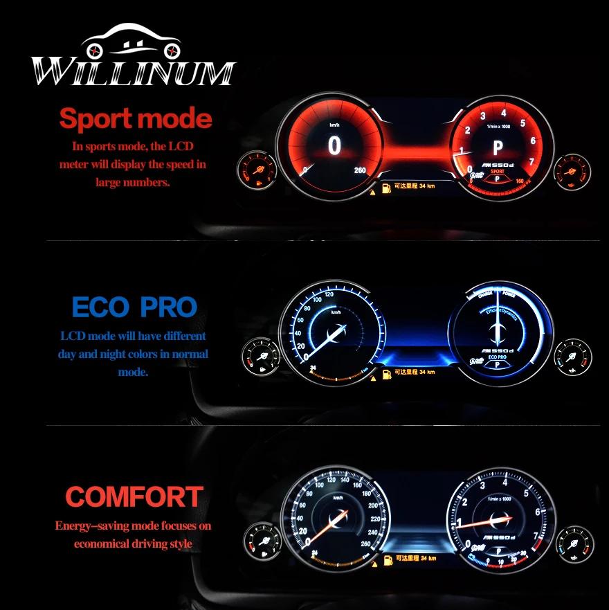 

Car LCD instrument panel screen assembly for BMW F10 F11 auto navigation instrument modification special 3 night vision styles