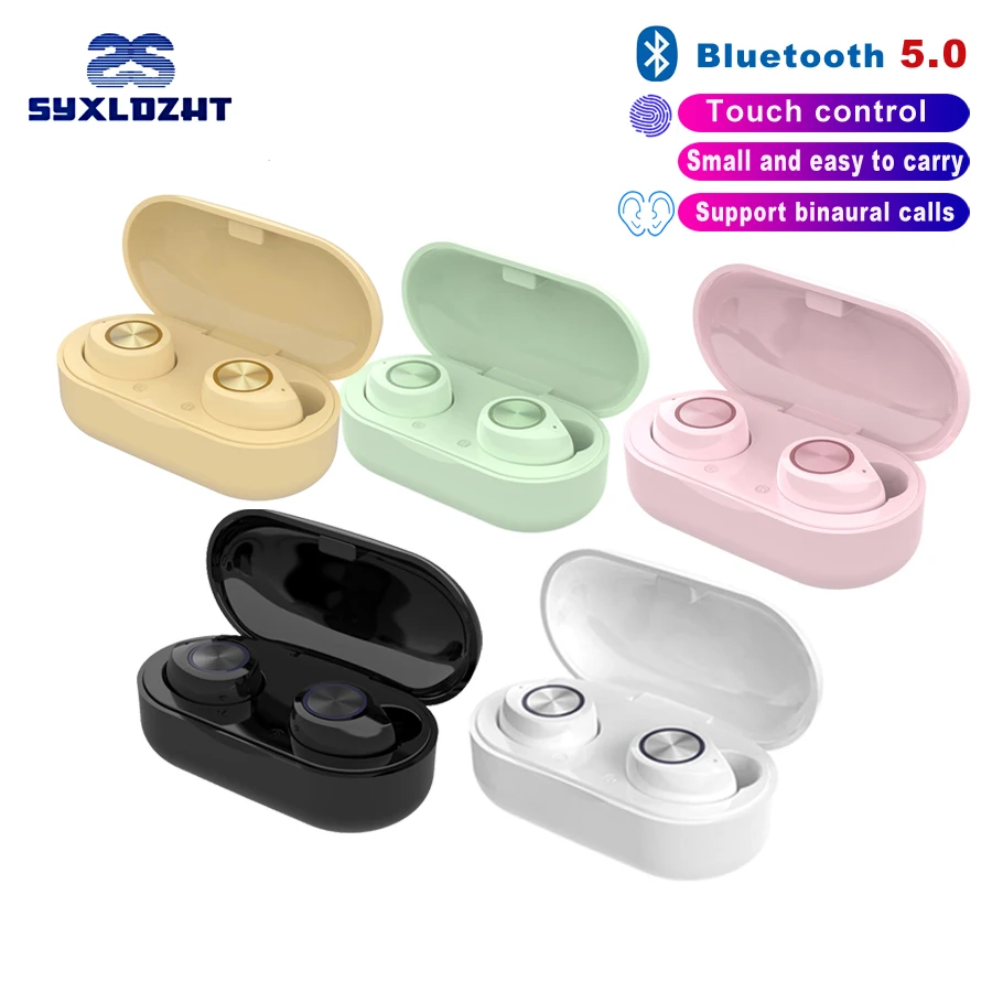 Модные мини беспроводные Bluetooth наушники Macaron Цвета TWS 5 0 глубокий бас стерео с