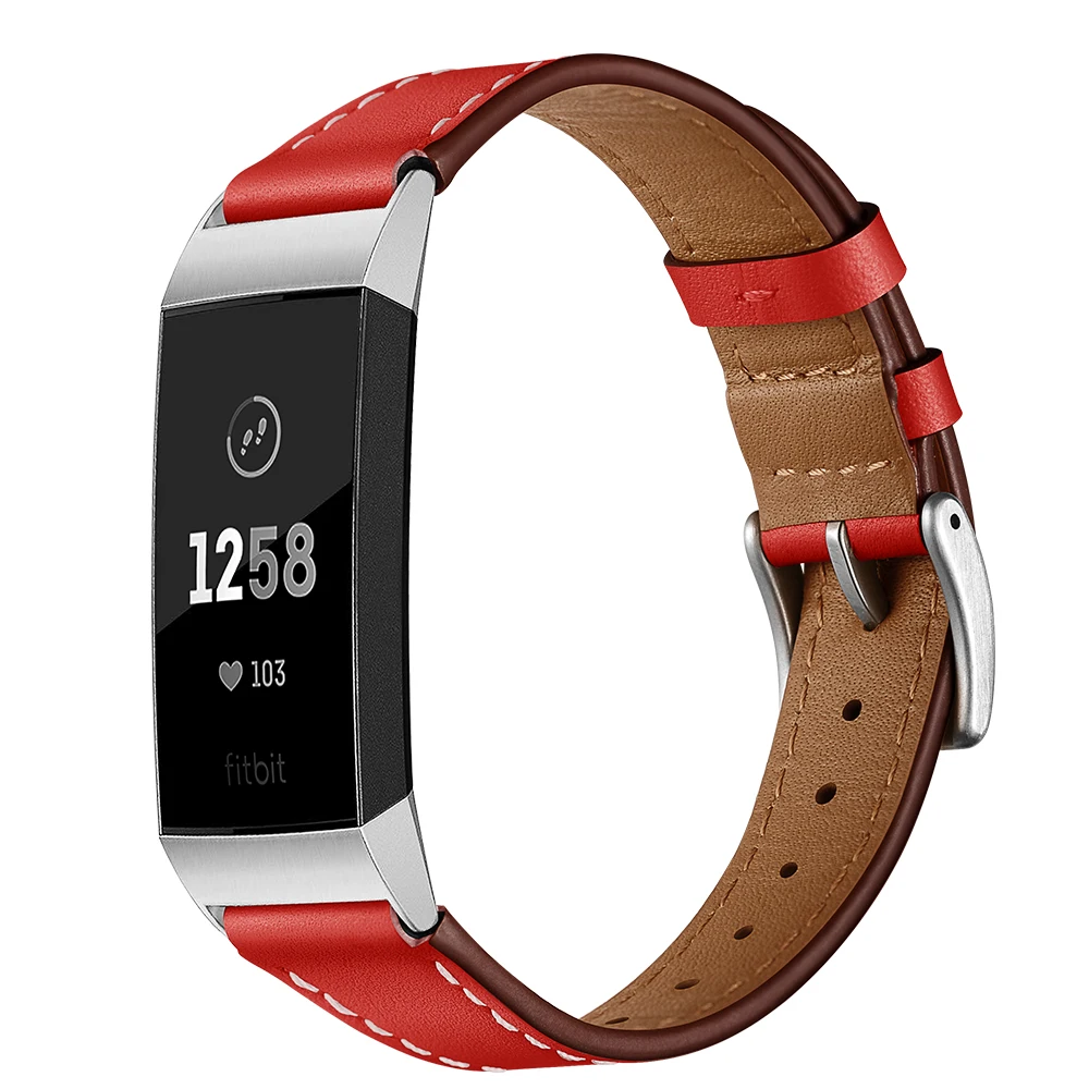 18 мм ремешок для часов для Fitbit Charge 3 браслет из натуральной кожи быстросъемный А-образный ремешок для часов Fitbit Charge 3 браслет - Цвет: Red