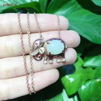 

CYNSFJA Real Certified Natural Hetian Jade 925 Sterling Silver Handmade Lucky Elephant White Jade Pendant High Quality Best Gift