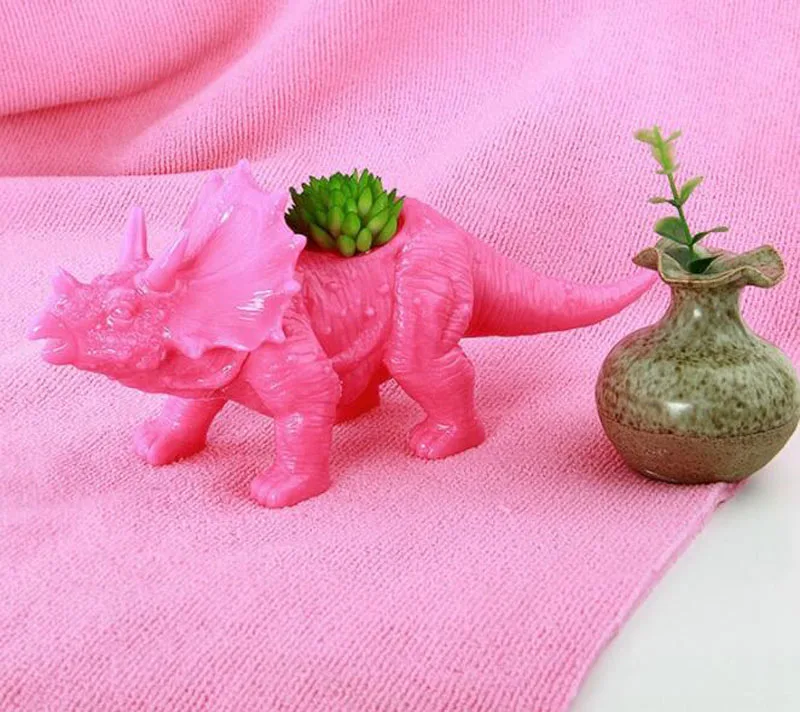 Rose Red 30pcs Plastic Dinosaur Animal Flower Pot for Cactus Succulent Plant Pot Bonsai Pots Container Planter Garden Decoration - Цвет: Rose Red