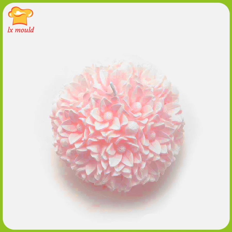 

2018 new LXYY MOULD round flower candle silicone mold 3D rose aromatherapy candle mold