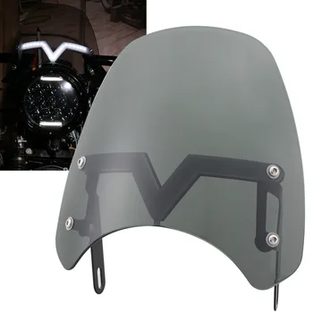 

5-7" Retro Compact Sport Wind Deflector Windshield LED Turn Signal Driving DRL For Harley XL Royal Enfield 500 Triumph Victory