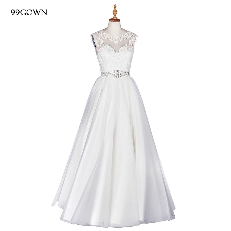 99GOWN белое кружевное длинное платье для подружки невесты без рукавов с вышивкой бисером женские платья для свадебной вечеринки