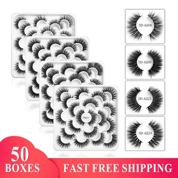 

Wholesale 5/50 Boxes 5D Mink Eyelashes Natural Lashes Long False Eyelashes Dramatic Volume Wispy Eyelashes Extension Makeup Hot
