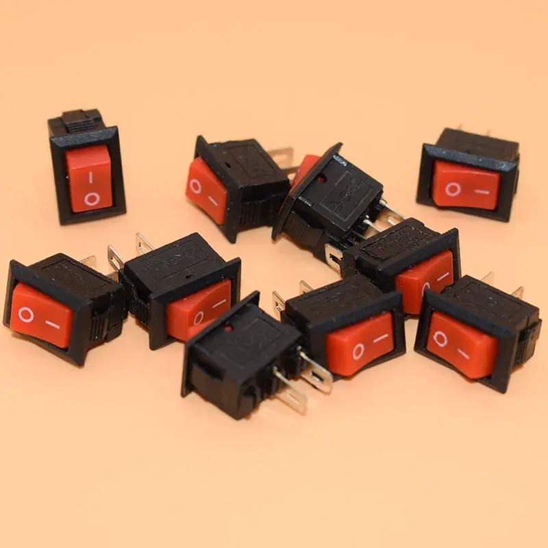 10 шт./лот красный 10*15 мм SPST 2PIN ON/OFF G125 лодочный тумблер 3 а/250 в приборной панели