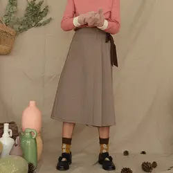 Осень 2019 г. Элегантная клетчатая юбка цвета хаки в стиле ретро для девочек винтажная юбка трапециевидной формы в британском стиле Весенняя