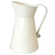 NEW-Vintage Tall Shabby Chic Cream Vase Enamel Pitcher Jug Wedding Home Decor