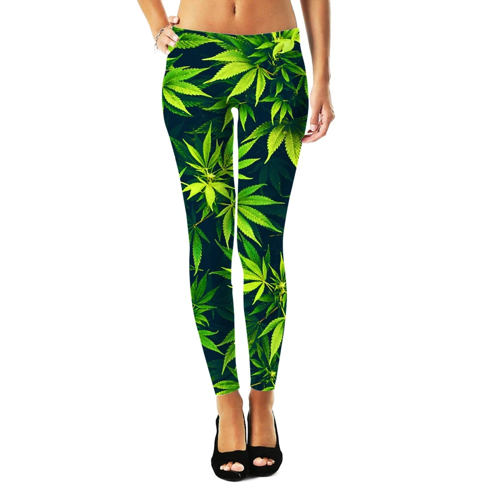 Women Leggings Fashion 3D Digital Printing Weed/Palm Trees/Sunflower Leggings Sexy Elastic Female Skinny Leggings Gothic DDK3 - 3